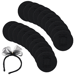 Черный 20 шт. фетровые подушечки для резинок для волос, эластичные подушечки, плоско-круглые, чёрные, 35x4 мм