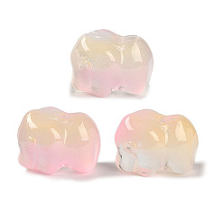 Бежевый Окрашенные бусины из стекла, слон, бежевые, 11x14x9.5 мм, отверстие : 1.2 мм