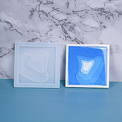 Белый Силиконовые формы для подставок для террас, формы для литья смолы, для уф-смолы, изготовление изделий из эпоксидной смолы, квадрат с островным узором, белые, 95x95x10 мм, внутренний диаметр: 89x89 мм