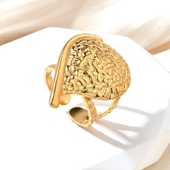 Лист 304 открытая манжета из нержавеющей стали для женщин, реальный 18 k позолоченный, лист, 31x22 мм, внутренний диаметр: регулируемый