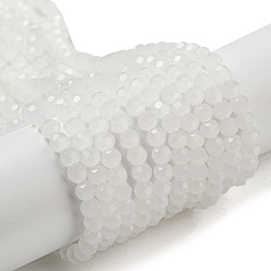 Белый Подставки для стеклянных бусин с имитацией нефрита, граненые, круглые, белые, 4 мм, отверстие : 0.7 мм, около 87~93 шт / нитка, 32~33 см