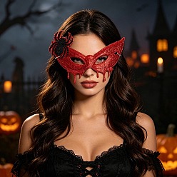 Spider Máscara de ojos de poliéster con purpurina para disfraces, Máscara de media cara de Halloween para mujer, accesorio para disfraz de fiesta de cosplay, araña, 140x200x4 mm