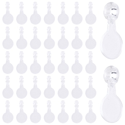 Прозрачный 500шт. пластиковые клеевые плоские скобы, плоские круглые подвески, прозрачные, 16x8x5.4 мм, отверстие : 2 мм