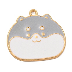 Серый Подвески из эмали и сплава, долговечный, золотые, собачий шарм, серые, 24x25.5x1 мм, отверстие : 1.8 мм
