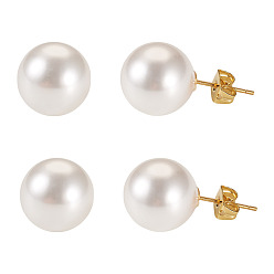 Белый 925 круглые серьги-гвоздики из стерлингового серебра, с жемчугом из раковины , золотые, белые, 22 мм