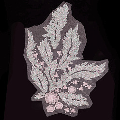 Pink 1полиэстер с вышитыми стеклянными украшениями, аппликация патч, швейные украшения, цветок, розовые, 470x300x2.5 мм