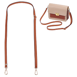 Sienna Adjustable Leather Bag Straps, with Alloy Clasps, Sienna, 110x1.2cm