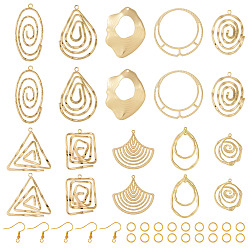 Light Gold Набор для изготовления геометрических сережек своими руками, включая вихревые, овальные, треугольные и веерные подвески из сплава, медные крючки и кольца для сережек, золотой свет, 80 шт / коробка