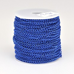 Blue Electroplate Iron Curb Chains, Unwelded, with Spool, Lead Free & Nickel Free, Blue, 5x3x1mm, about 164.04 Feet(50m)/roll