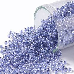 (988) Inside Color Crystal/Lilac Lined TOHO Round Seed Beads, Japanese Seed Beads, (988) Inside Color Crystal/Lilac Lined, 11/0, 2.2mm, Hole: 0.8mm, about 5555pcs/50g