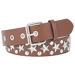 Сиена Ремни-цепочки из искусственной кожи с заклепками в виде звездочек из сплава, платина, цвет охры, 1130x36x3.5 мм