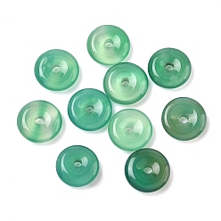 Зеленый Подвески-диски из натурального агата, окрашенная и подогревом, зелёные, 12x3 мм, отверстие : 2 мм