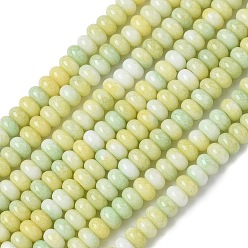 Зелено-Желтый Нити из окрашенных стеклянных бусин с эффектом омбре, имитация нефрита, рондель, зеленый желтый, 4.5x2.5~3 мм, отверстие : 0.7 мм, около 143 шт / нитка, 14.76~14.84 дюйм (37.5~37.7 см)