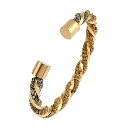 Золотой Ионное покрытие (IP) 304 браслеты-манжеты из нержавеющей стали для женщин, твист, золотые, внутренний диаметр: 2-3/8 дюйм (6 см)