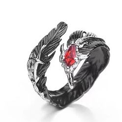 Черный Открытые кольца-манжеты из латуни и кубического циркония, перо, чёрные, внутренний диаметр: 15~20 мм