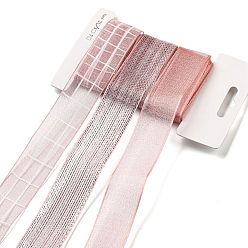 Бледно-фиолетовый Красный Наборы лент из полиэстера и поликоттона, для изготовления бантов, Подарочная упаковка, бледно-фиолетовый красный, 1 дюйм (25 мм), 3 стили, около 3 ярдов / стиль, 9 ярдов / набор