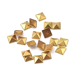 Golden Brass Hotfix Iron On Rivets, Flat Back Pyramid Studs, Flatback Glue on Studs, Golden, 6x6x2.3mm, about 10000pcs/bag