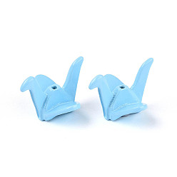 Светло-Голубой Стойки с покрытием из окрашенного распылением сплава, оригами журавлик, без кадмия, без никеля и без свинца, Небесно-голубой, 15x20.5x19 мм, отверстие : 1.2~1.4 мм