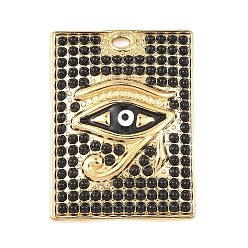 Настоящее золото 18K 304 нержавеющей стальной эмали подвески, прямоугольник и кулон в виде глаза Гора, вакуумное покрытие pvd, реальный 18 k позолоченный, 35x26x5 мм, отверстие : 2 мм