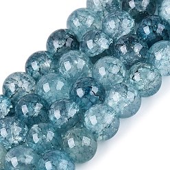 Темный Голубой Запеченная краска, потрескавшиеся стеклянные бусины, нити, бусы из искусственного камня, круглые, темные голубые, 8~8.5 мм, отверстие : 0.9~1.2 мм, около 100~108 шт / нитка, 29.33~31.30 дюйм (74.5~79.5 см)