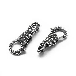 Antique Silver Thailand 925 Sterling Silver Lobster Claw Clasps, Antique Silver, 24.5x11x9mm, Hole: 5mm