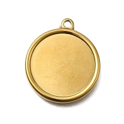 Настоящее золото 18K 304 подвески из нержавеющей стали, штамповка пустой метки, плоско-круглые, ионное покрытие (ip), реальный 18 k позолоченный, 21x18x2 мм, отверстие : 1.6 мм