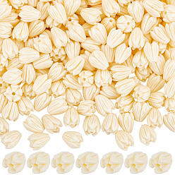 Ivoire 200pcs perles de corail synthétiques teintes, pour le bricolage fabrication de bijoux, fleur de jasmin, blanc crème, 8~8.5x6.5~7mm, Trou: 1mm