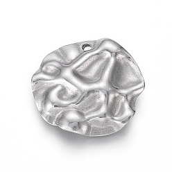 Edelstahl Farbe Anlaufgeschützt 304 Anhänger aus Edelstahl, , Flachrund, Edelstahl Farbe, 17.5x18.5x3 mm, Bohrung: 1.2 mm