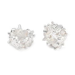 Посеребрённый Латунь микропаве прозрачный кубический цирконий европейский бисер, большое отверстие шарик, рондель, 925 серебро покрытием, 9x9x5 мм, отверстие : 4.5 мм