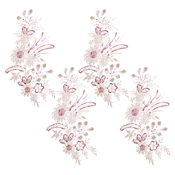 Pink 2пары нашивок из химического волокна для одежды, цветок, с блестками, розовые, 760x310x1 мм