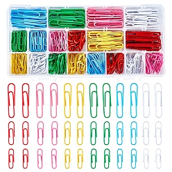Mixed Color Iron Paper Clips, Coated PVC Plastic, Sturdy and Rustproof, for Office School Document Organizing, Mixed Color, 21.8x11x3cm, 360pcs/box
