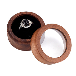 Черный 1-ящики для хранения круглых деревянных колец с прорезями, Деревянный подарочный футляр для обручальных колец с бархатной внутренней частью и видимым окошком, для свадьбы, День святого Валентина, чёрные, 5x3.5 см