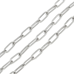 Нержавеющая Сталь Цвет 304 кабельные цепи из нержавеющей стали, пайки, прямоугольные, с катушкой, цвет нержавеющей стали, 6.5x2.5x0.5 мм