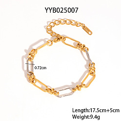 Золотой & Цвет Нержавеющей Стали 304 женские браслеты-цепочки с овальными звеньями из нержавеющей стали, золотые и нержавеющая сталь цвет, 6-7/8 дюйм (17.5 см)