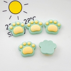 Vert mer Foncé Cabochons décodés en résine opaque, empreinte de patte de dessin animé, vert de mer foncé, 14x16mm