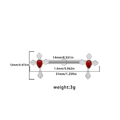 Cross Кольца для ногтей из сплава красного кубического циркония, цвет нержавеющей стали, крестик, 12 мм