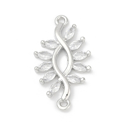 Лист Латунные прозрачные подвески из кубического циркония, долговечный, без кадмия, без никеля и без свинца, платина, лист, 24.5x13.5x2.5 мм, отверстие : 1.2 мм