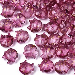 Камелия Прозрачные брызги, окрашенные распылением, золотой фольгой, корова, камелия, 11.5x12x6 мм, отверстие : 1 мм