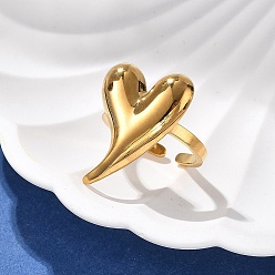 Сердце 304 открытая манжета из нержавеющей стали для женщин, золотые, сердце, Сердце: 17.5x23 mm, регулируемый