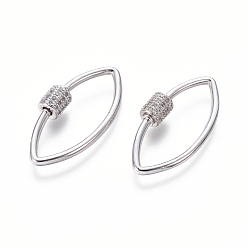 Платина Латунные микропаве, кубический цирконий, винт, карабин, подвески с замком, для изготовления ожерелий, лошадиный глаз , платина, 31x14x2 мм