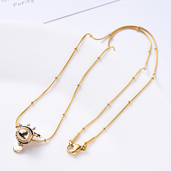 Golden Vacuum Plating 304 Stainless Steel Round Snake Chain Necklace, with Rondelle Beads and Lobster Claw Clasp, Golden, 19.68 inch(50cm)x1.5mm