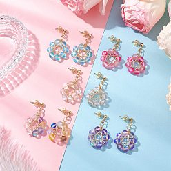 (52) Непрозрачная лаванда Серьги-гвоздики с цветком из синтетического лунного камня, с 304 серьгами из нержавеющей стали, разноцветные, 38 мм