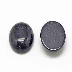 Blue Goldstone Synthetic Blue Goldstone Cabochons, Dyed, Oval, 40x30x7~8mm