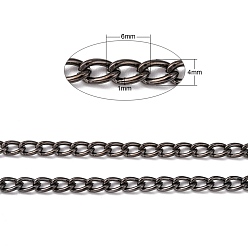 Gunmetal Iron Twisted Chains Curb Chains, Unwelded, Gunmetal, with Spool, Link:4x6mm, 1mm thick, about 164.04 Feet(50m)/roll