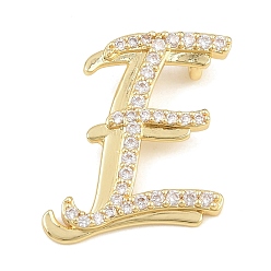 Letter E Pendentifs en laiton zircon cubique transparent, charmes de lettre, plaqué longue durée, crémaillère plaquage, sans plomb et sans cadmium, réel 18 k plaqué or, lettre e, 24x21x6.5mm, Trou: 3mm