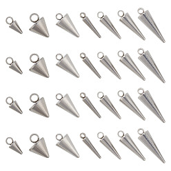 Нержавеющая Сталь Цвет 70шт 7 стиль 304 и 201 подвески из нержавеющей стали, шарм шип/конус, цвет нержавеющей стали, 6.5~18x2~7 мм, отверстие : 1~2 мм, 10 шт / стиль