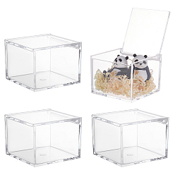 Прозрачный Прозрачные акриловые упаковочные коробки с откидной крышкой, квадратный, прозрачные, 8x8x6 см, внутренний диаметр: 72.5x71x52.5 мм