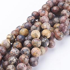 Leopard Skin Jasper Natural Leopard Skin Jasper Round Bead Strands, 4mm, Hole: 1mm, about 98pcs/strand, 15.7 inch