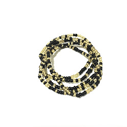 Черный Бусины из стеклянного бисера на талию, чёрные, 800 мм