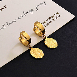 Золотой Овальные серьги-кольца из нержавеющей стали, золотые, 30x10 мм